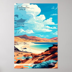Fuerteventura Spain vintage resor illustration Poster