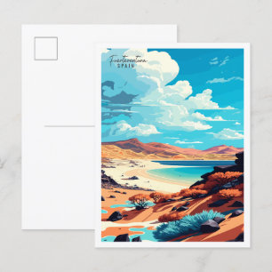 Fuerteventura Spain vintage resor illustration Vykort