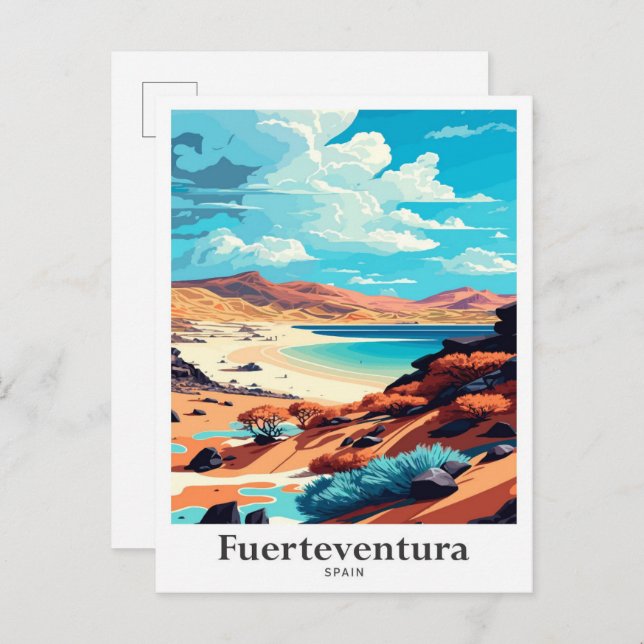 Fuerteventura Spain Vintage resor Illustration Vykort (Fram/baksida)