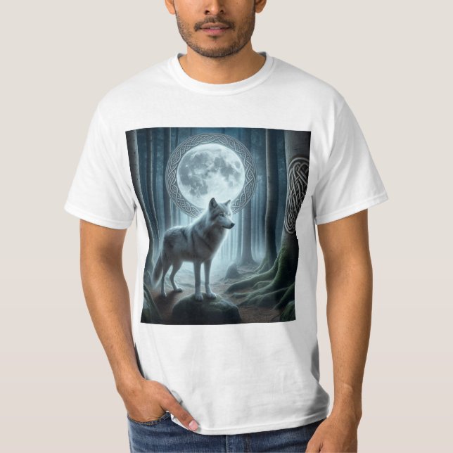 Fuerza Ancestral: Lobo y Nudo Celta T Shirt (Framsida)