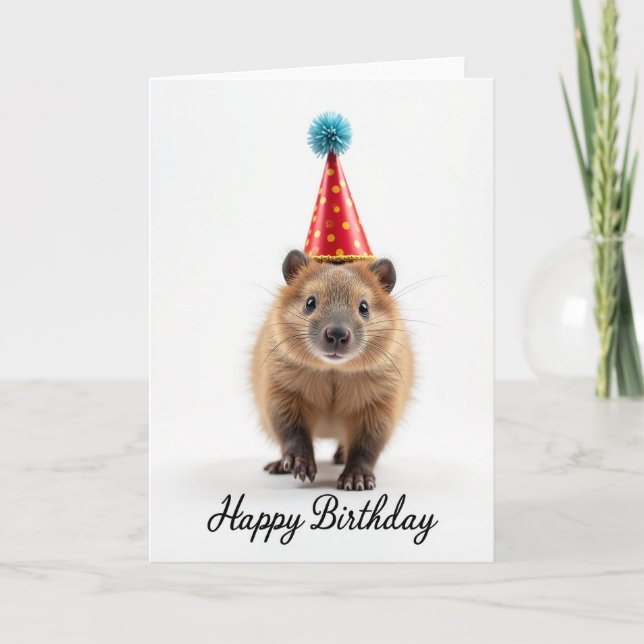 Fuffigt Djur Festhatt Kort (Framsida)