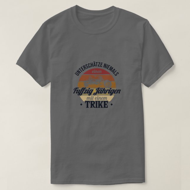 Fuffzig Jdhriger mit Trike Trike Motorcycle 50:e T Shirt (Design framsida)