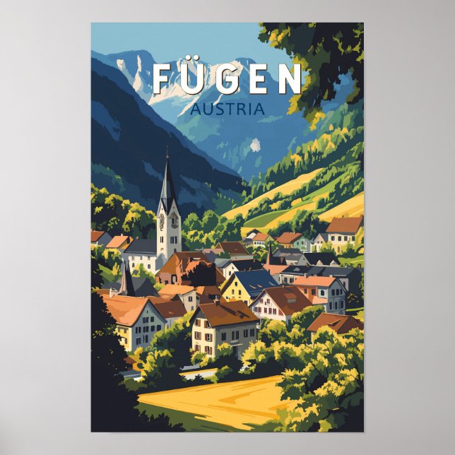 Fugen Österrike Illustration Resa Konst Vintage Poster (Framsidan)