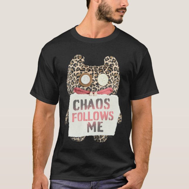 Fuggler Chaos Follows Me Animal Print Monster Pull T Shirt (Framsida)