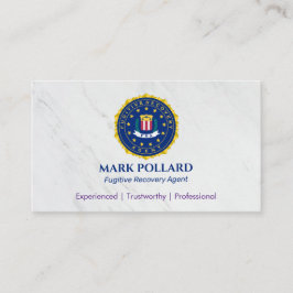 Fugitiv återhämtning Agent | Elegant vit Visitkort