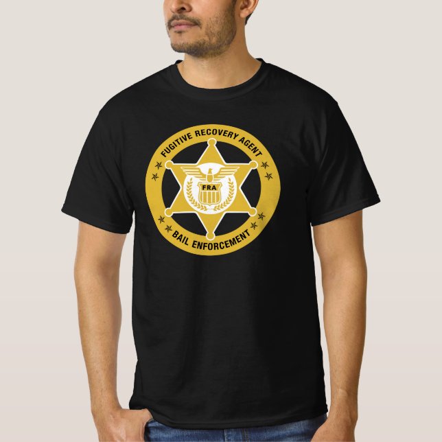FUGITIV RECOVERY & BAIL ENFORCEMENT BADGE T-Shirt (Framsida)