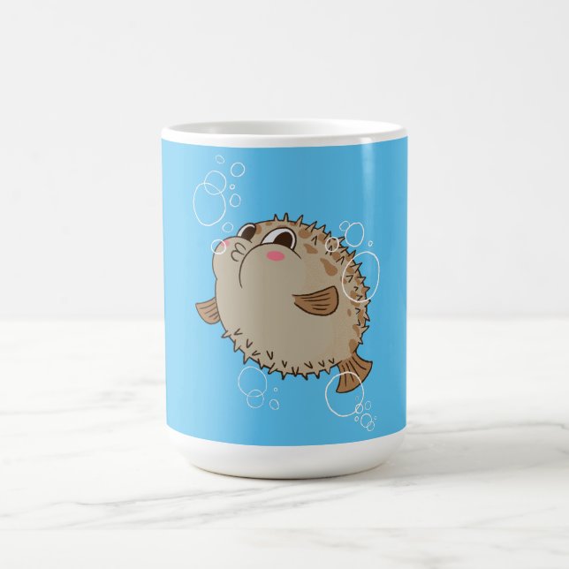Fugu Sea Life Tecknad Design Kaffemugg (Center)