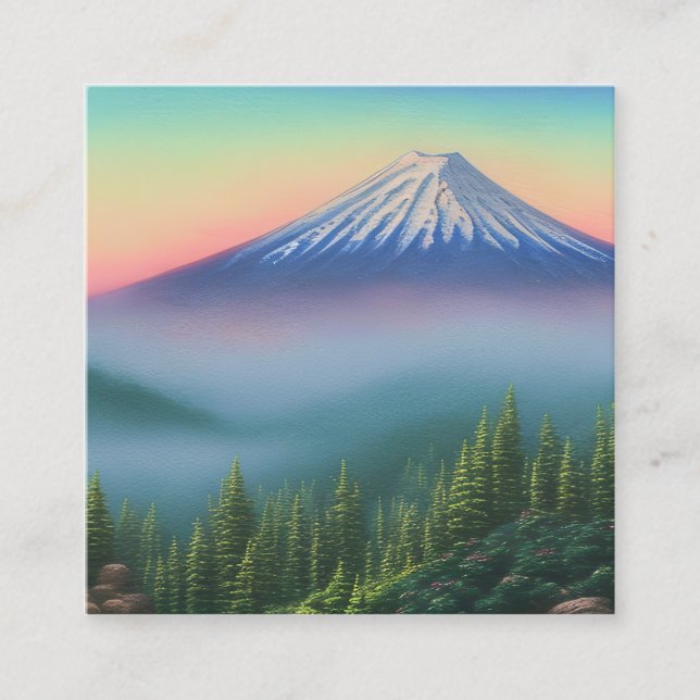 Fuji är Japans högsta berg Fyrkantigt Visitkort (Framsida)