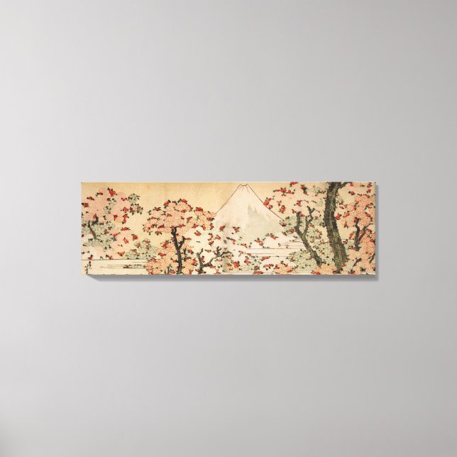 Fuji bakom körsbär träd, blommor av Hokusai Canvastryck (Framsida)