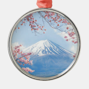 Fuji berg Kawaguchiko vår för sjö i Japan Julgransprydnad Metall