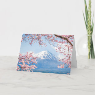 Fuji berg Kawaguchiko vår för sjö i Japan Kort
