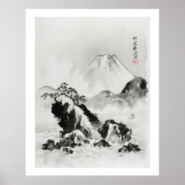 Fuji-berget (1887) vintage japansk illustration poster