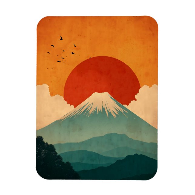 Fuji-berget vintage magnet (Vertikal)