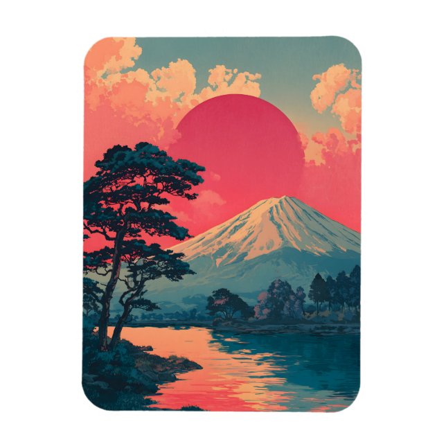 Fuji-berget vintage magnet (Vertikal)