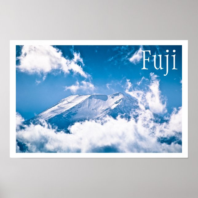 Fuji, Blå himmel, moln, Japan Poster (Framsidan)