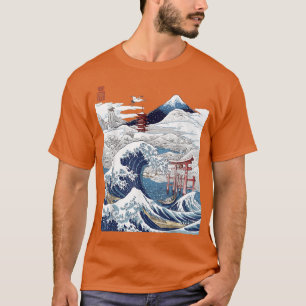 Fuji Den Underbara vågen japansk tsunami Kanagaw T Shirt