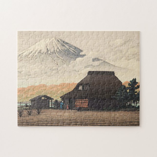 Fuji från Narusawa Hasui Kawase shin hanga art Pussel (Horisontell)
