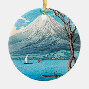 Fuji från Sjö Yamanaka av Hiroaki Takahashi Julgransprydnad Keramik