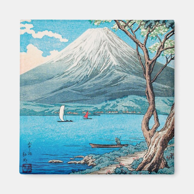 Fuji från Sjö Yamanaka av Hiroaki Takahashi Magnet (Framsidan)