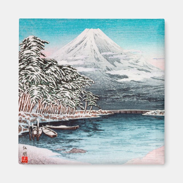 Fuji från Tagonoura, Snö Hiroaki Takahashi Magnet (Framsidan)