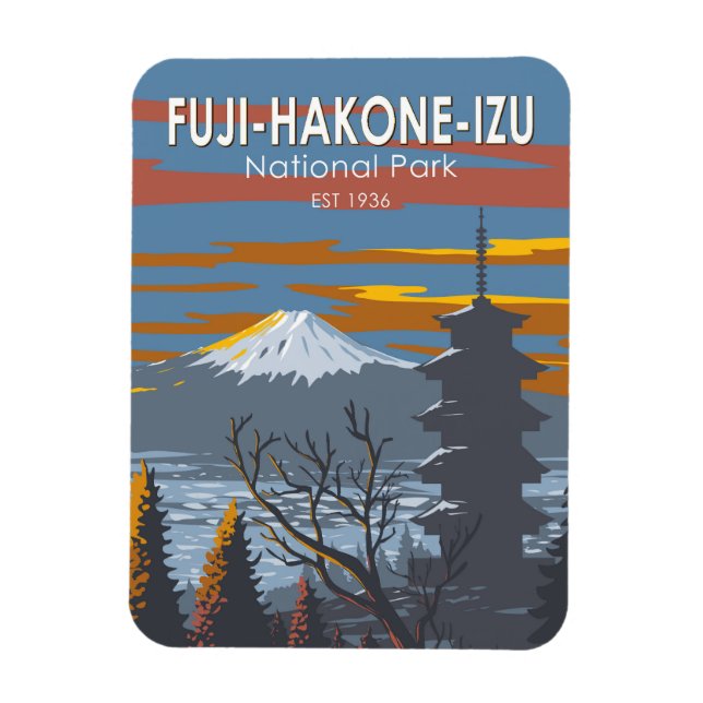 Fuji-Hakone-Izu nationalpark Japan Art Vintage Magnet (Vertikal)