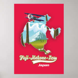 fuji hakone izu nationalpark, japan karta poster
