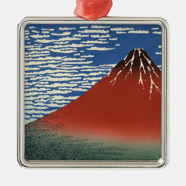 Fuji i Clear Weather (Red Fuji) (Hokusai) Julgransprydnad Metall (Framsidan)