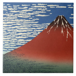 Fuji i Clear Weather (Red Fuji) (Hokusai) Kakelplatta