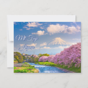 Fuji Japan River, Cherry Blommar Vår Vykort