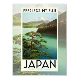 Fuji Japan Travel Poster Vintage Art.
