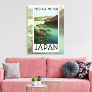 Fuji Japan Travel Poster Vintage Art. Canvastryck
