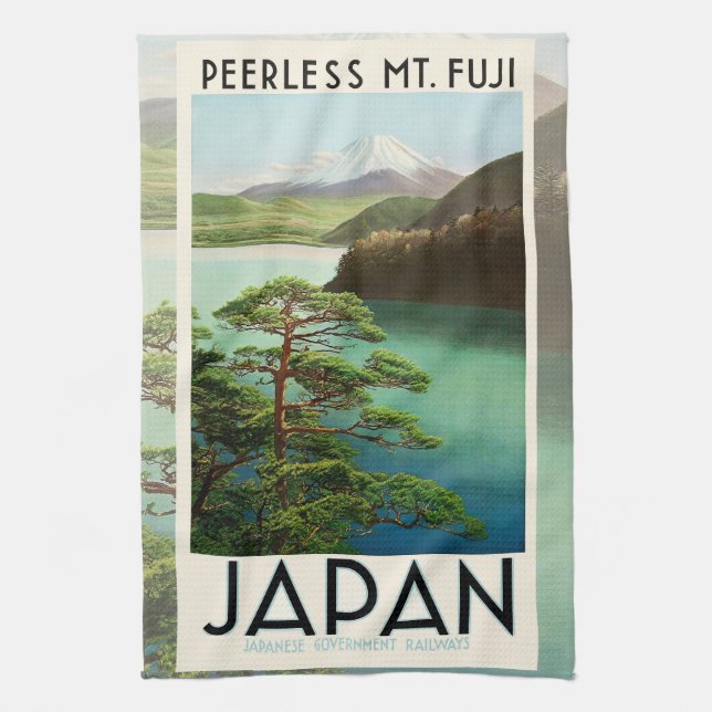 Fuji Japan Travel Poster Vintage Art. Kökshandduk (Vertikal)
