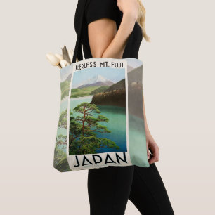 Fuji Japan Travel Poster Vintage Art. Tygkasse