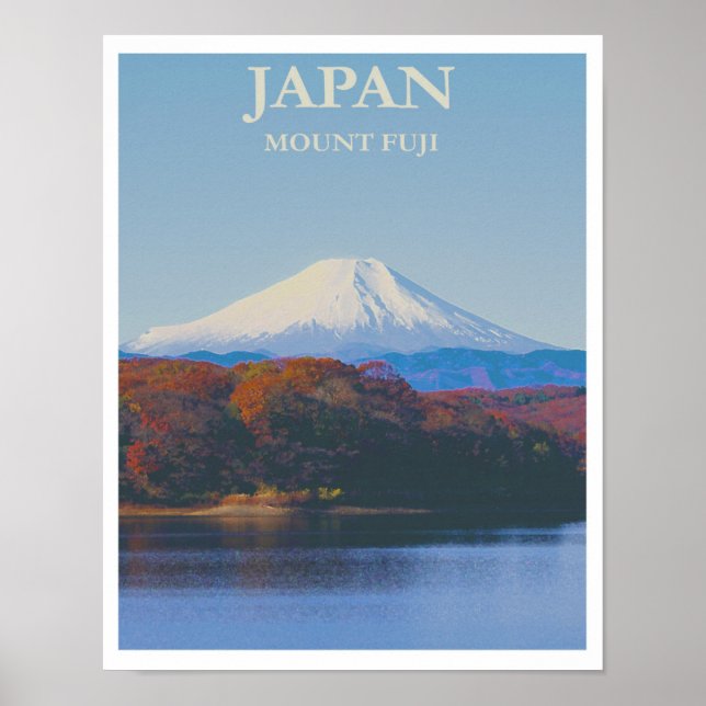 Fuji Japan Vintage Retro Travel Poster (Framsidan)
