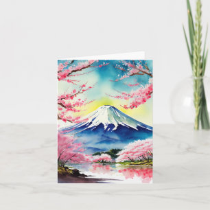 Fuji Japan Watercolor Kort