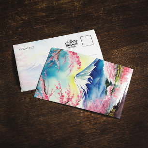Fuji Japan Watercolor Postcard Inbjudningar