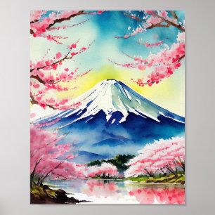 Fuji Japan Watercolor Poster