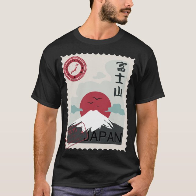 Fuji Japanska Frimärke Tokyo Made Japan T-Shirt (Framsida)