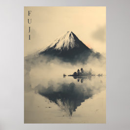 FUJI - Minimalist Sumi-e Ink Poster