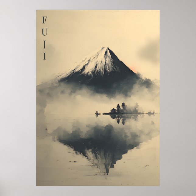 FUJI - Minimalist Sumi-e Ink  Poster (Framsidan)