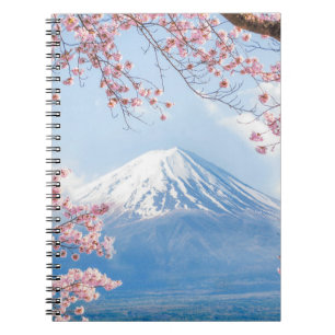 Fuji Mountain Kawaguchiko Sjö Vår i Japan Anteckningsbok