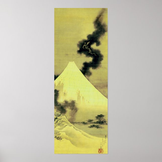 Fuji och drakar, Hokusai, Ukiyo-e Poster (Framsidan)