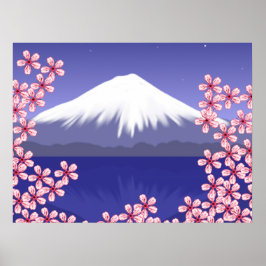 Fuji- och Sakura-Blommar Poster