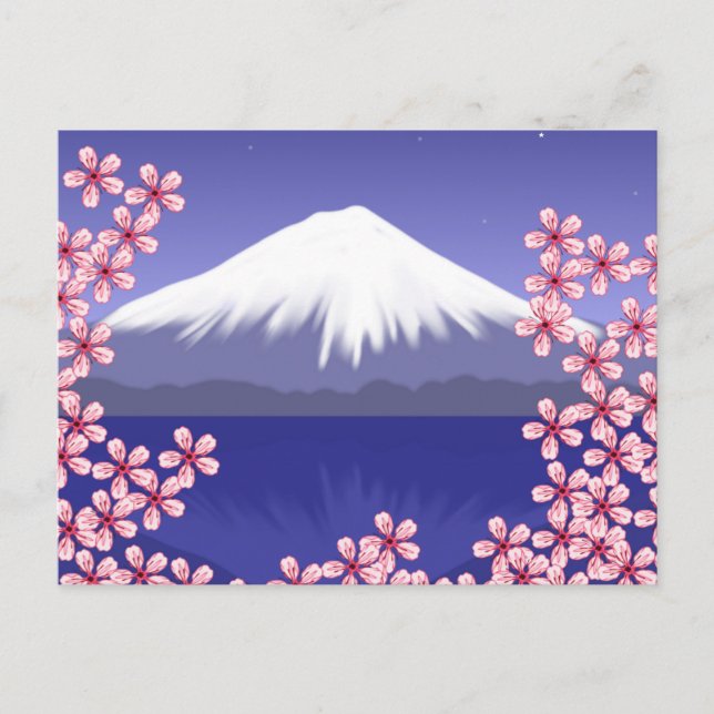 Fuji- och Sakura-Blommar Vykort (Framsida)