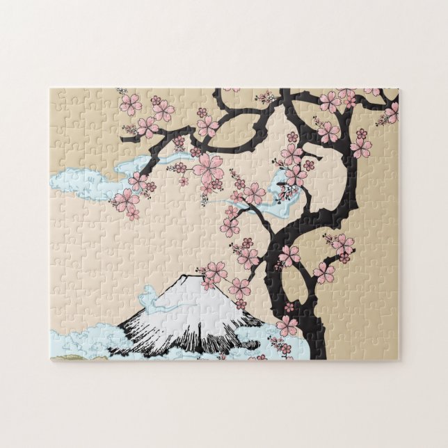 Fuji och Sakura: Photo Puzzle Pussel (Horisontell)
