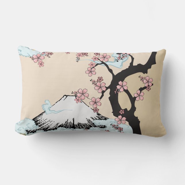 Fuji och Sakura: 	Polyesterlumbaren kudder 13" X Lumbarkudde (Framsida)