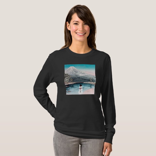Fuji och Snögubbe T Shirt (Hel framsida)