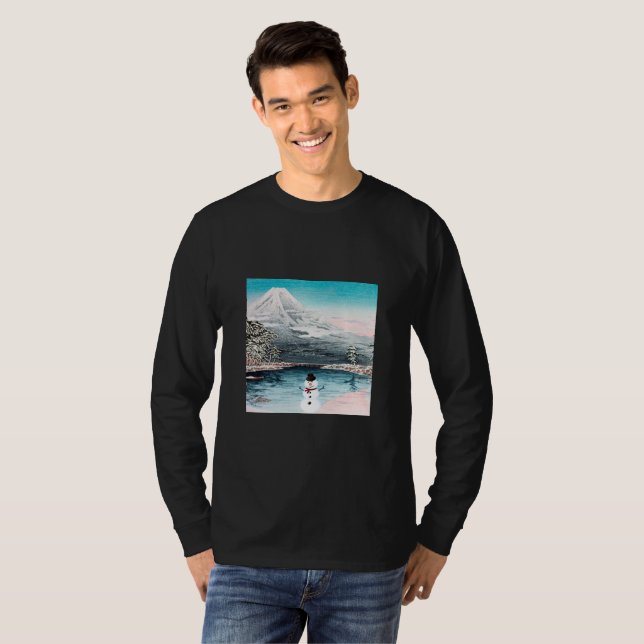 Fuji och Snögubbe T Shirt (Hel framsida)