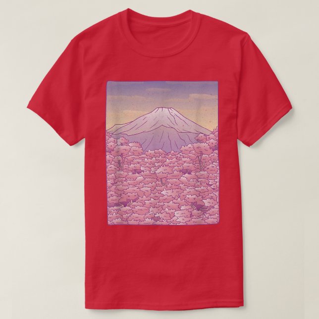 Fuji Sakura Cherry-Blommar T Shirt (Design framsida)