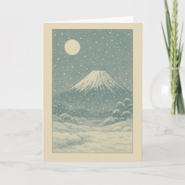 Fuji-san i japanska vinterjulkort helgkort (Framsida)